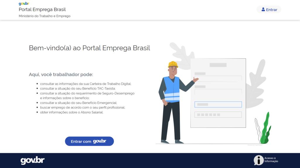 Portal Emprega Brasil é o canal oficial de envio das informações por parte das empresas / Foto: Reprodução Portal Gov.BR