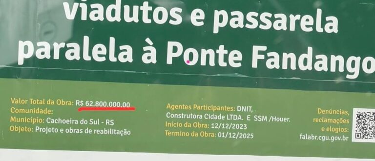 Obra de reforma da Ponte do Fandango fica para abril