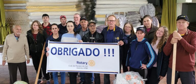 Paraíso do Sul: Rotary Club recebe colchões e cobertas da Defesa Civil do RS