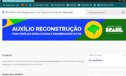 Auxílio Reconstrução: como criar conta gov.br para acessar R$ 5,1 mil