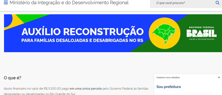 Auxílio Reconstrução: como criar conta gov.br para acessar R$ 5,1 mil