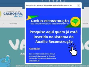 Auxílio Reconstrução: planilha mostra cachoeirenses inscritos