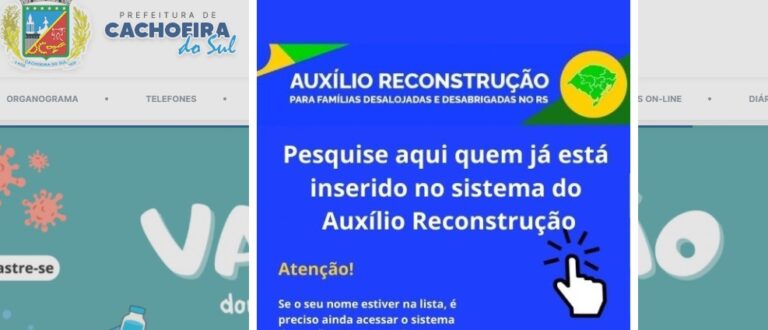 Auxílio Reconstrução: planilha mostra cachoeirenses inscritos