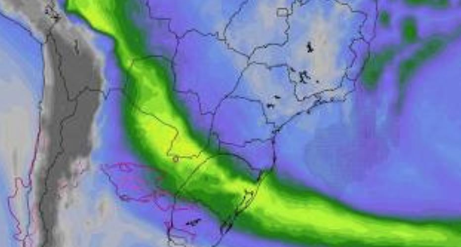 Rio atmosférico, corredor com alta concentração de umidade, deve chegar ao RS a partir de sábado / Foto: Metsul Meteorologia