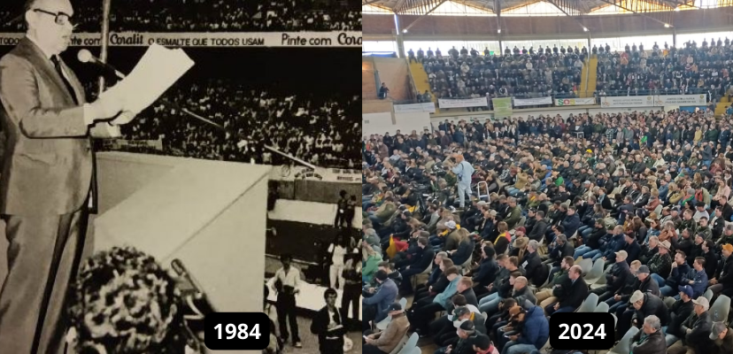 Grito do Campo (1984) e SOS Agro RS (2024): 40 anos depois setor produtivo do Rio Grande do Sul se une de maneira generalizada para reivindicar medidas de socorro ao governo federal / Montagem sobre fotos: Portal OCorreio/OC