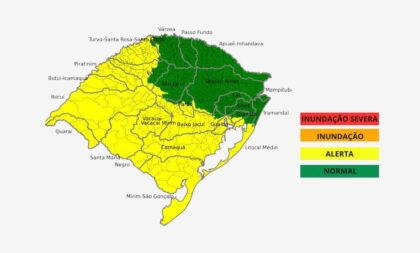 Risco Defesa Civil do RS emite alerta para Região