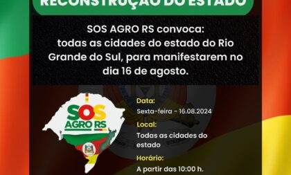 SOS Agro RS convoca “dia de luto” para sexta-feira