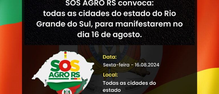 SOS Agro RS convoca “dia de luto” para sexta-feira