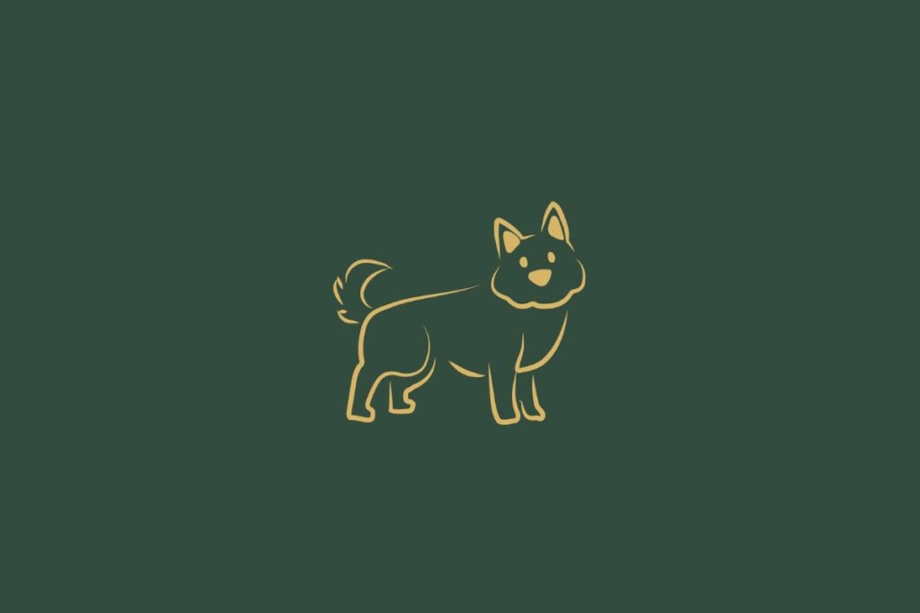 Ilustração de um cachorro em um fundo verde-escuro