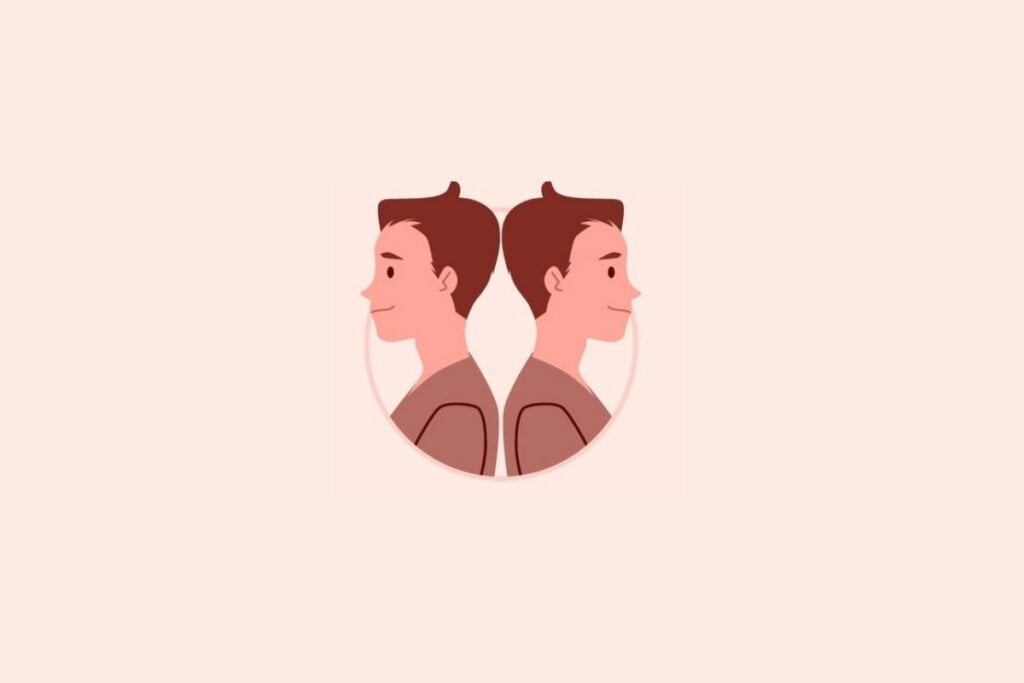 Ilustração de dois homens um de costas para o outro