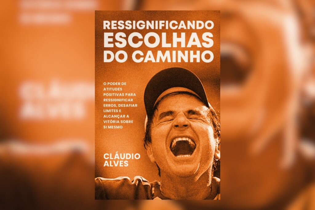 Capa do livro "Ressignificando Escolhas do Caminho" com a foto de um homem usando boné, feliz, com os olhos fechados e olhando para cima no canto inferior direito 