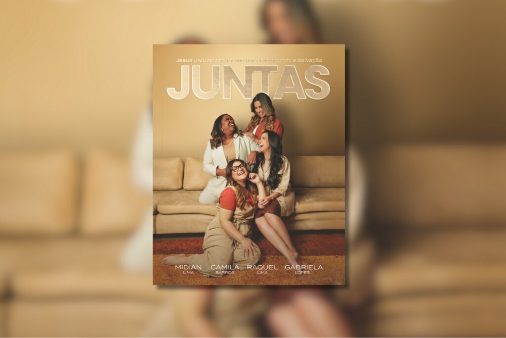 Capa do livro "Juntas" com a foto das autoras do livro