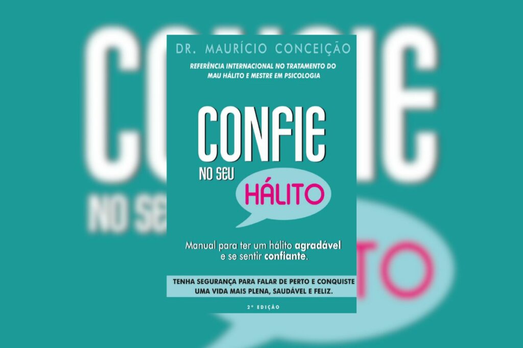 Capa do livro 'Confie no seu hálito' com fundo verde 