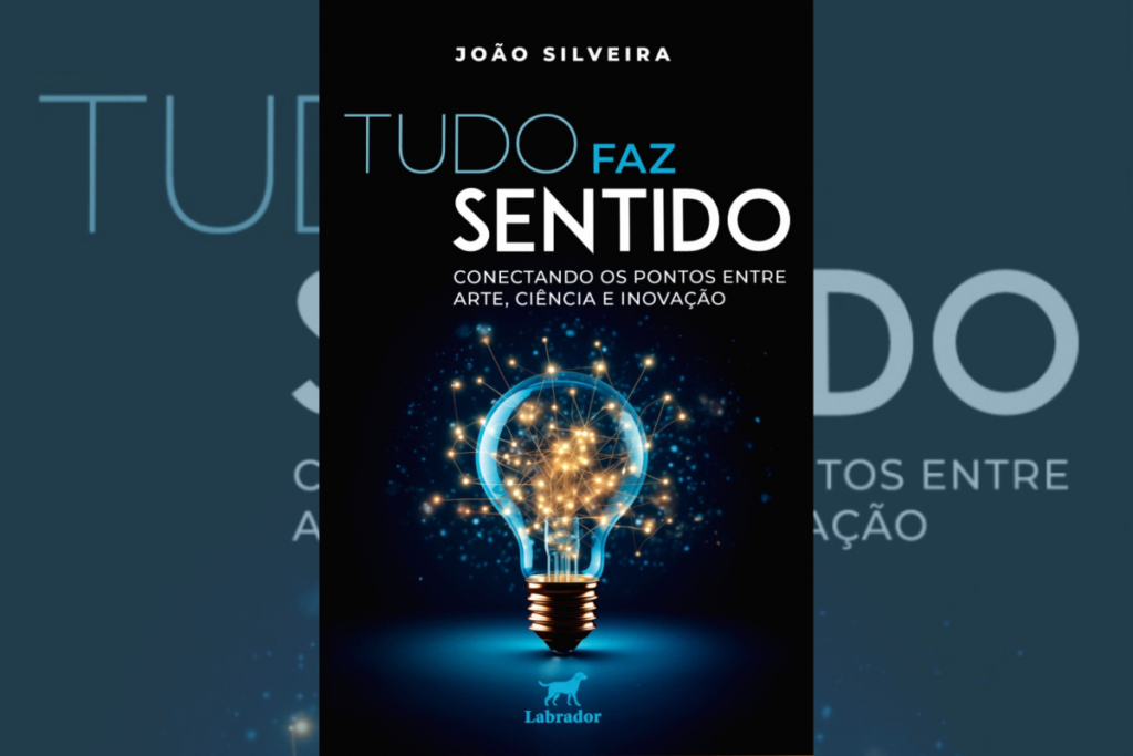 Capa de livro com título e nome do autor e a ilustração de uma lâmpada 