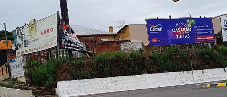 Vento derruba placas publicitárias na Marcelo Gama