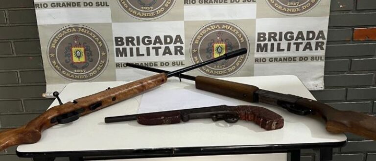 Ao prestar apoio a oficial de Justiça, Brigada Militar prende homem com armas em Rio Pardo