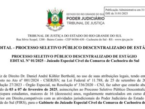 JEC da Comarca de Cachoeira abre processo para vaga de estágio