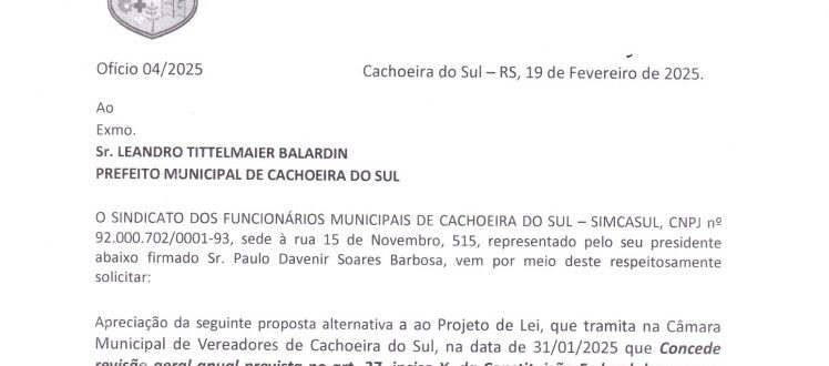 Simcasul sugere congelamento dos salários do prefeito, vice e secretários