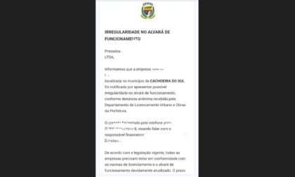 Prefeitura alerta para o “golpe do alvará”