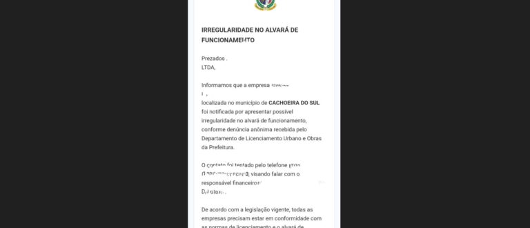 Prefeitura alerta para o “golpe do alvará”