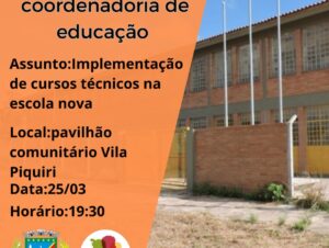 Encontro vai definir implantação de cursos técnicos na Escola do Piquiri