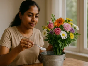 1 colher de açúcar no balde de flores faz elas durarem o dobro do tempo