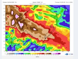 Chuva volumosa deve predominar no RS a partir desta quarta-feira