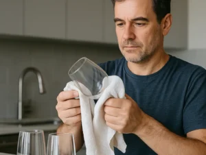 Você está secando os copos do jeito errado e isso gera manchas invisíveis