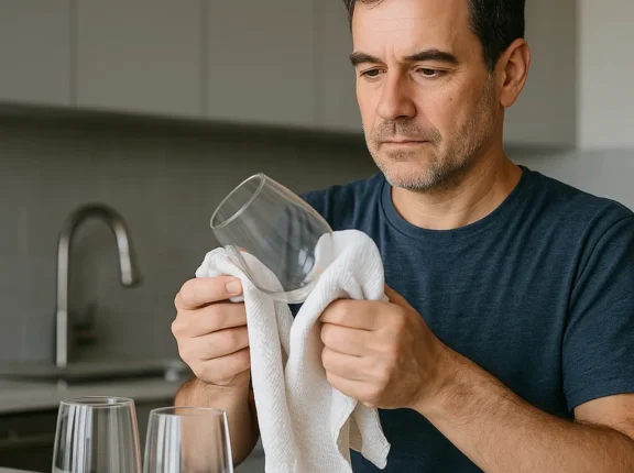 Você está secando os copos do jeito errado e isso gera manchas invisíveis