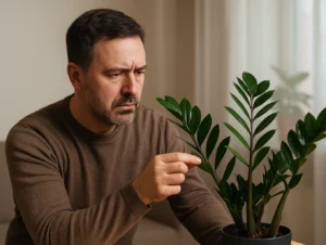 Como saber se a zamioculca está recebendo água demais sem tocar o solo
