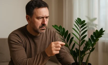 Como saber se a zamioculca está recebendo água demais sem tocar o solo
