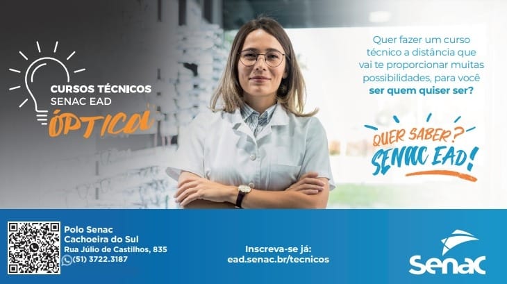 Curso Técnico em Óptica EaD está com matrículas abertas no Senac Cachoeira do Sul / Arte: Senac/Divulgação