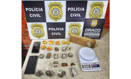 Polícia prende suspeito com quase 1 kg de maconha em Cachoeira